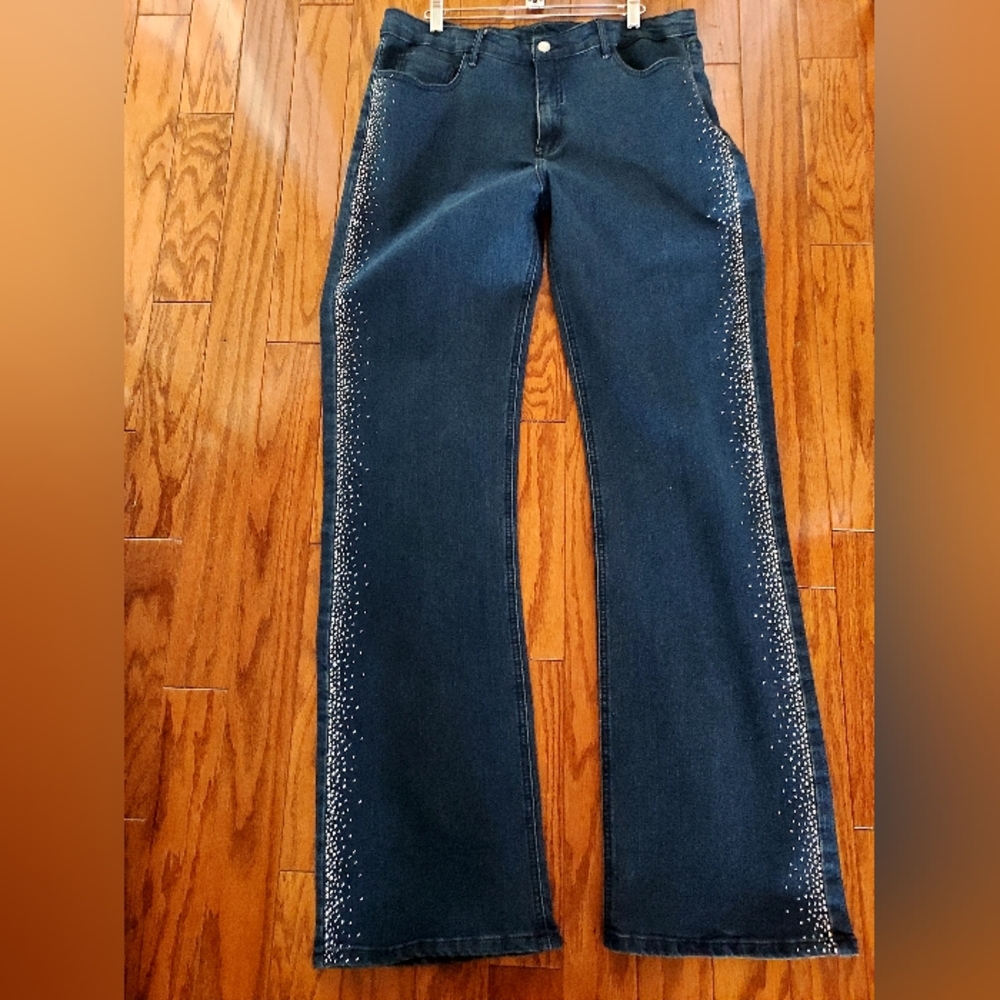 Christine Alexander Denim Blue Jeans  w Swavorski Crystal Embellishment